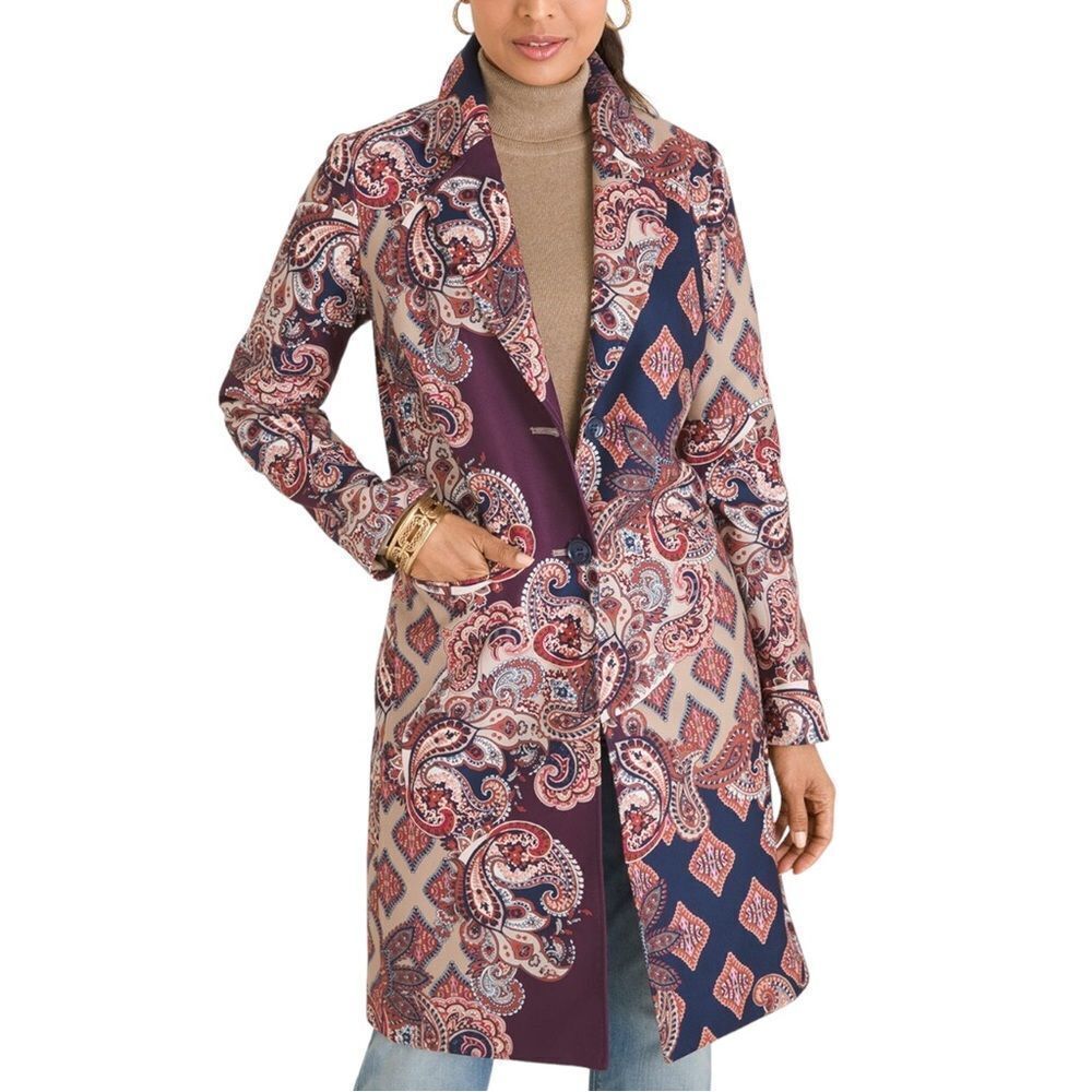 Chico’s Patterned Patch Print Coat S - image 1